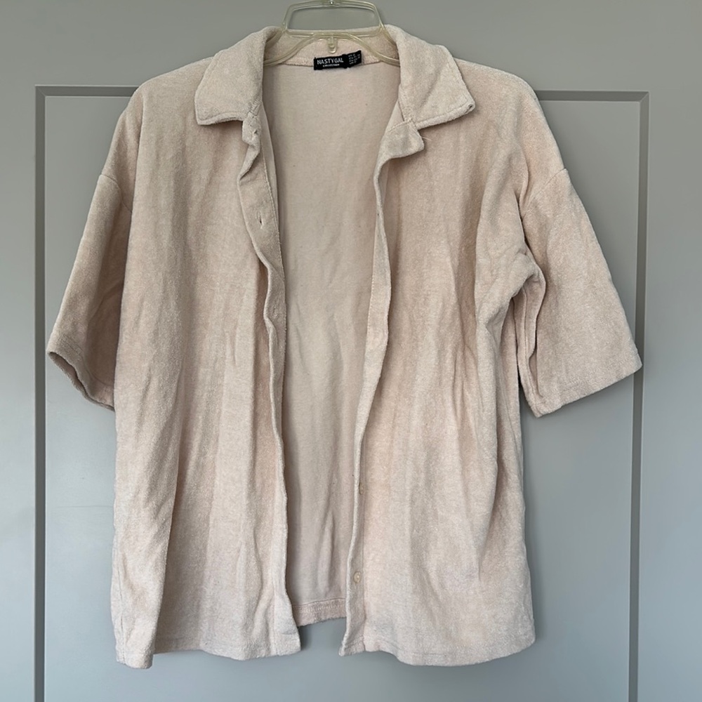Soft Beige Button-Up Cover-Up